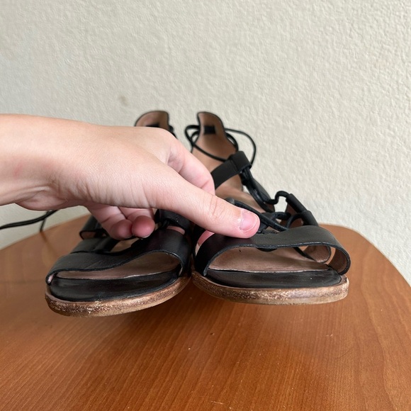 Madewell Daniela Black Leather Lace Up Gladiator Sandals Strappy Block Heel Sz 6 - Picture 12 of 13